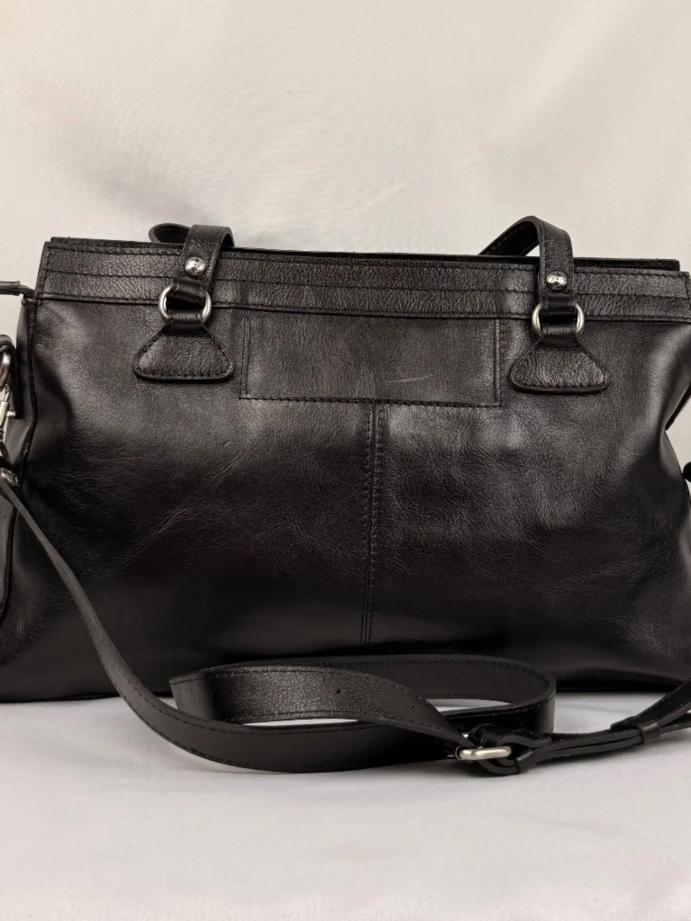 Patricia Nash Heritage Cannes Satchel Black Leather Convertible Satchel Bag